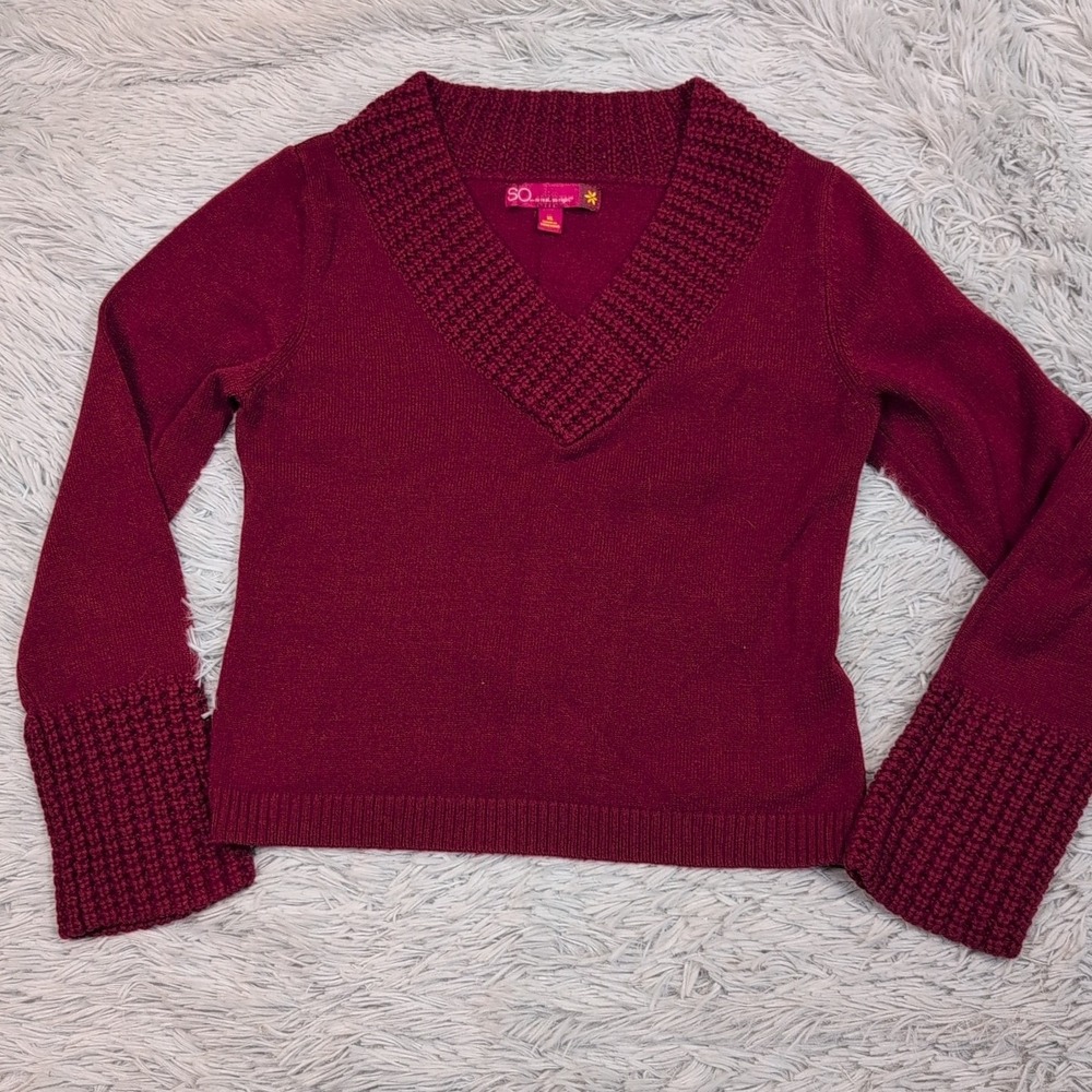 Vintage So Sweater Womens XL‎ Red Cozy Comfort Preppy Crochet Casual